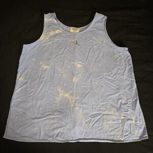 Cervelle Tank Top Womens 1X Blue Good Silk Floral Embroidered Tie Dye Sleeveless